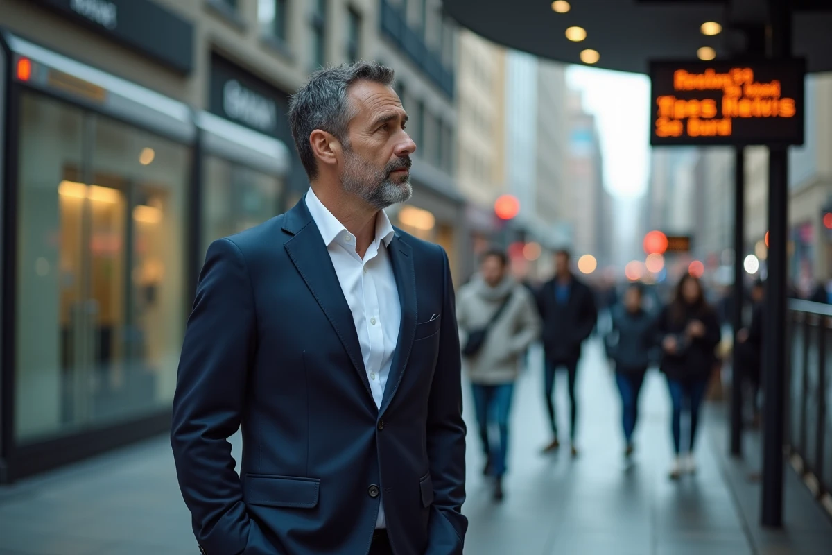 Homme en costume regardant l