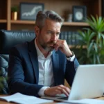 Homme d'affaires analysant des graphiques financiers à domicile