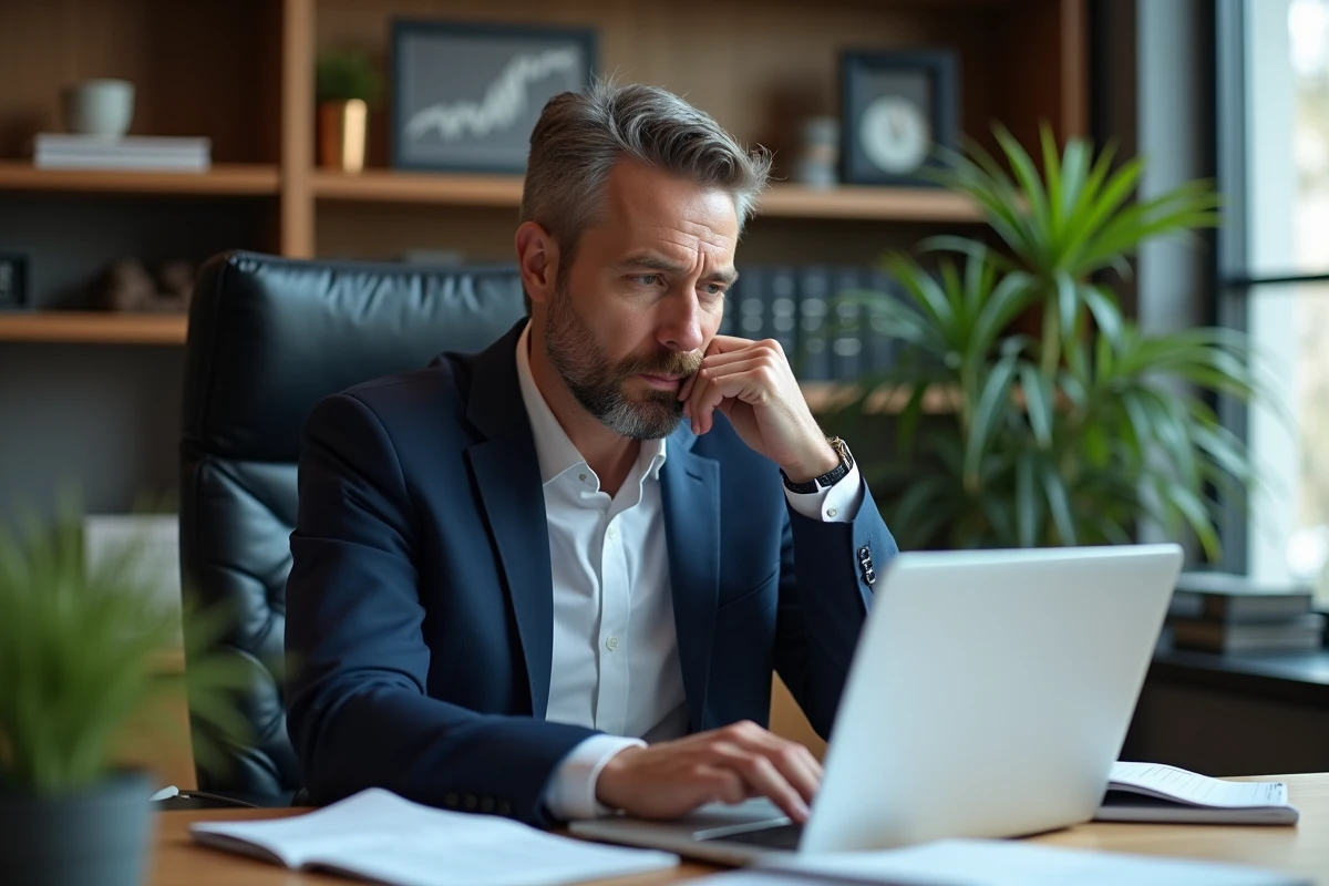 Homme d'affaires analysant des graphiques financiers à domicile