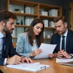 Groupe de professionnels en réunion dans un bureau moderne