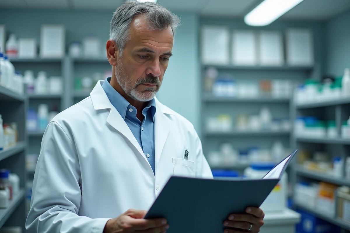 Technicien en laboratoire hospitalier en train d